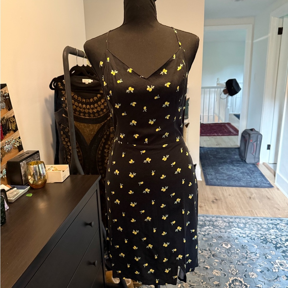 Hollister Black Dress with Yellow Floral Pattern